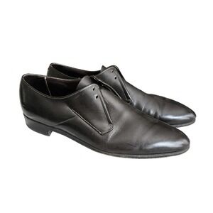 Vtg Bally Switzerland Wing Black Leather Apron Toe Derby Shoes Mens 9.5  Oxford